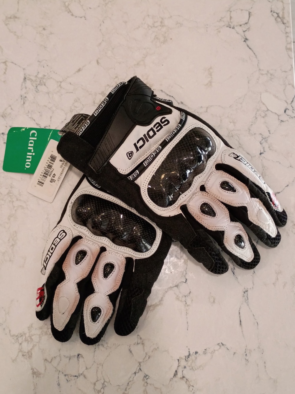 Sebicor Black and White Men's Protective Riding Gloves